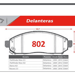 Pastillas De Frenos Delanteras Nissan Navara 2008-2014 