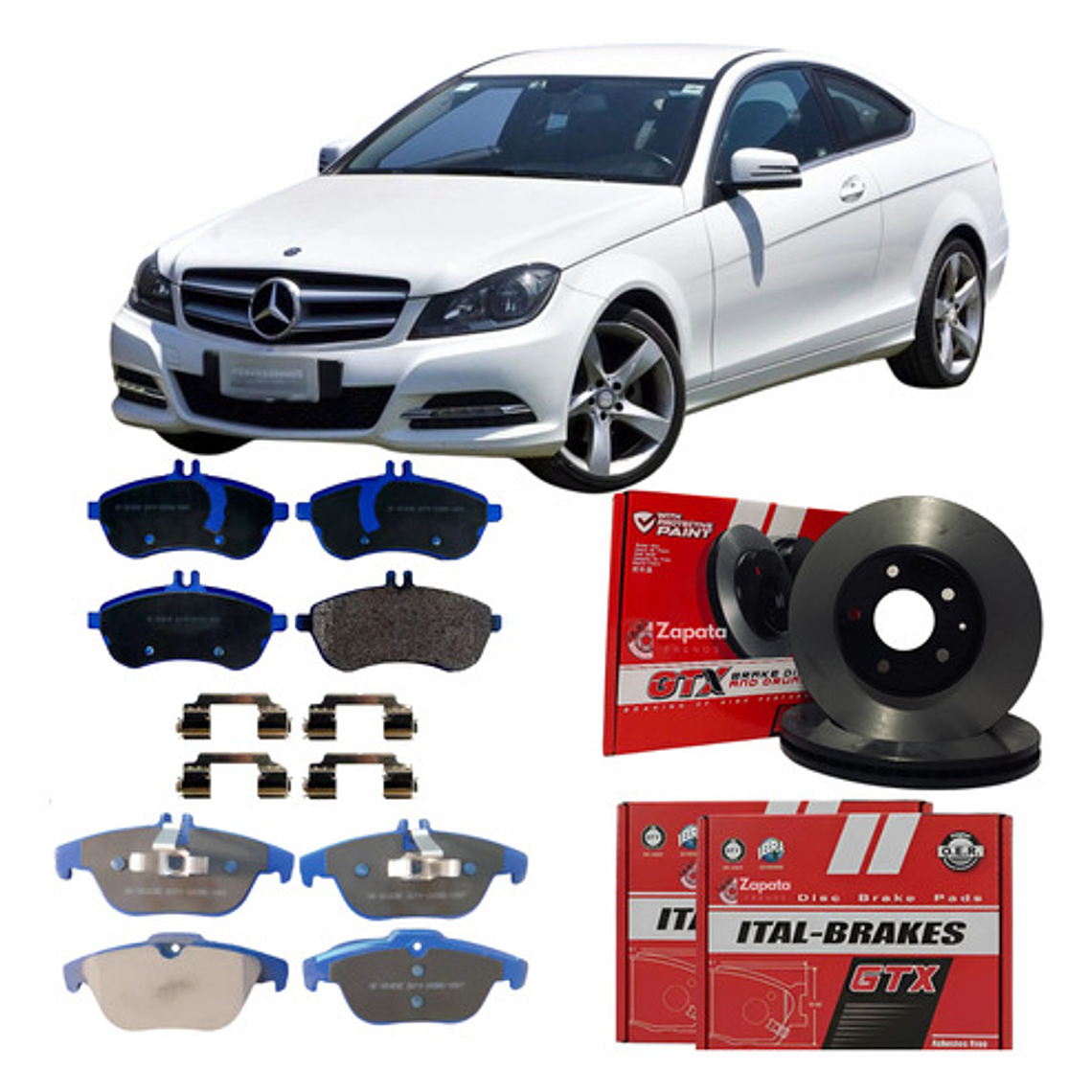 Kit Discos + Pastillas Freno Gtx Mercedes-benz C180 W204 1
