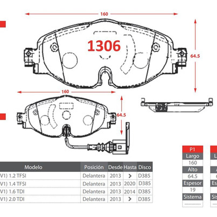 Pastillas Freno Delanteras Gtx Cerámica Para Audi A3 (8v) 3