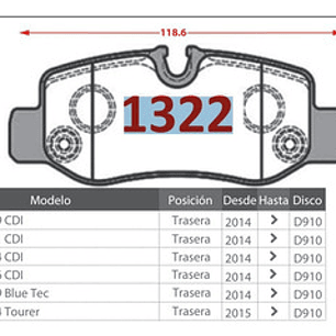  Pastillas Traseras Mb Vito 109 111 114 116 119 2014-2024