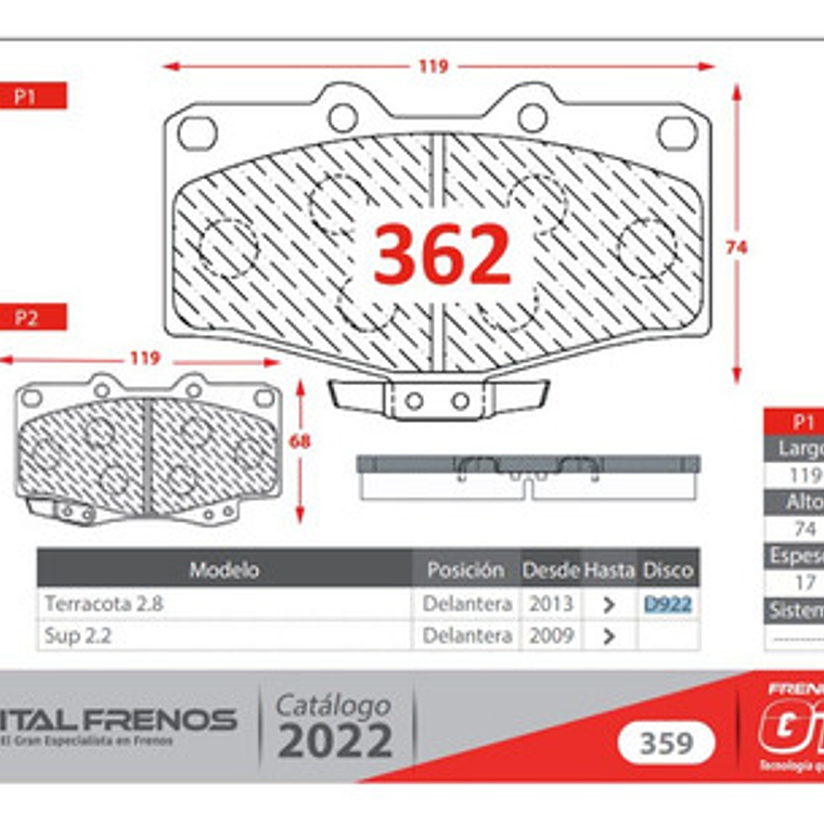 Discos + Pastillas De Freno Delanteros Foton Terracota 2.8 2