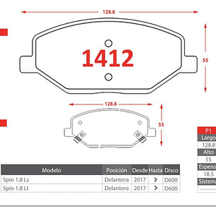 Pastillas Freno Delanteras Gtx Para Chevrolet Spin 2017+
