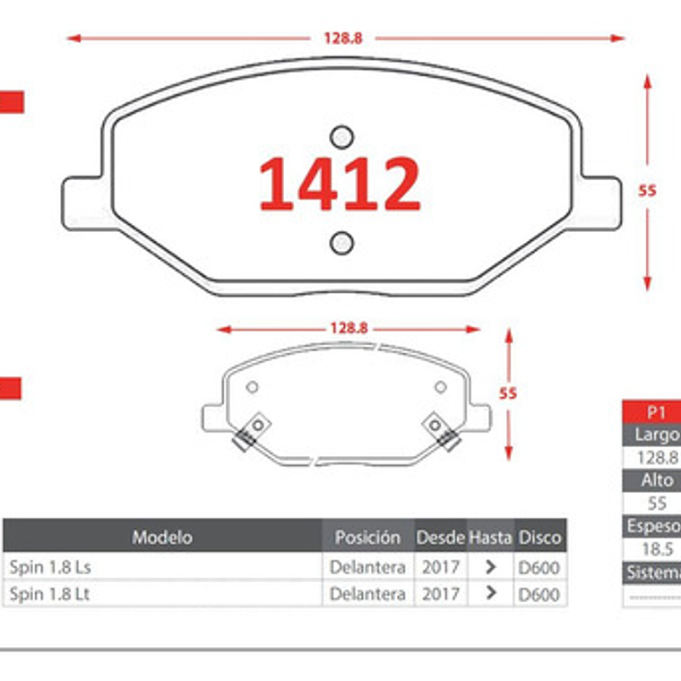 Pastillas Freno Delanteras Gtx Para Chevrolet Spin 2017+ 2
