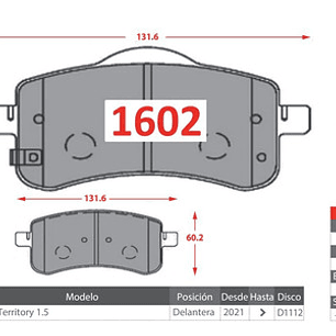 Pastillas De Freno Delanteras Ford Territory 1.5 2020-2023