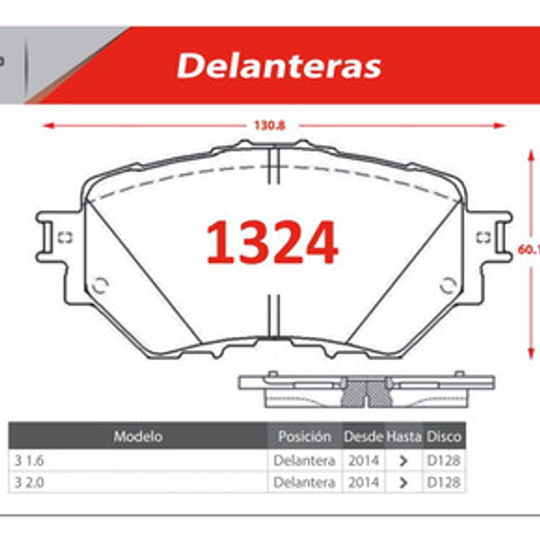 Pastillas De Frenos Delanteras Nibk Mazda 3 1.6 2015-2019 2