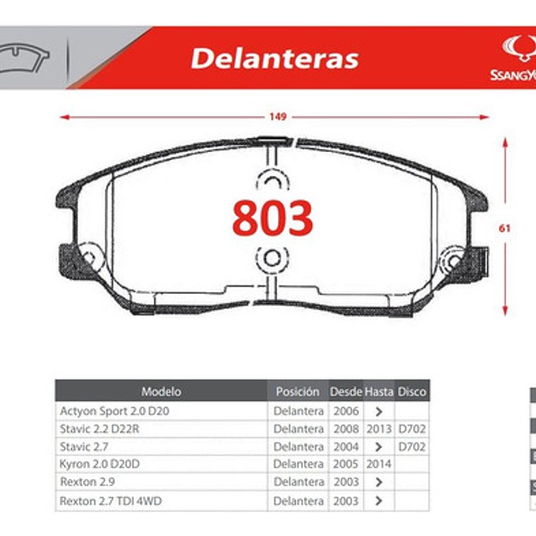 Kit Discos Y Pastillas Freno Del - Ssangyong Stavic 2004- 2