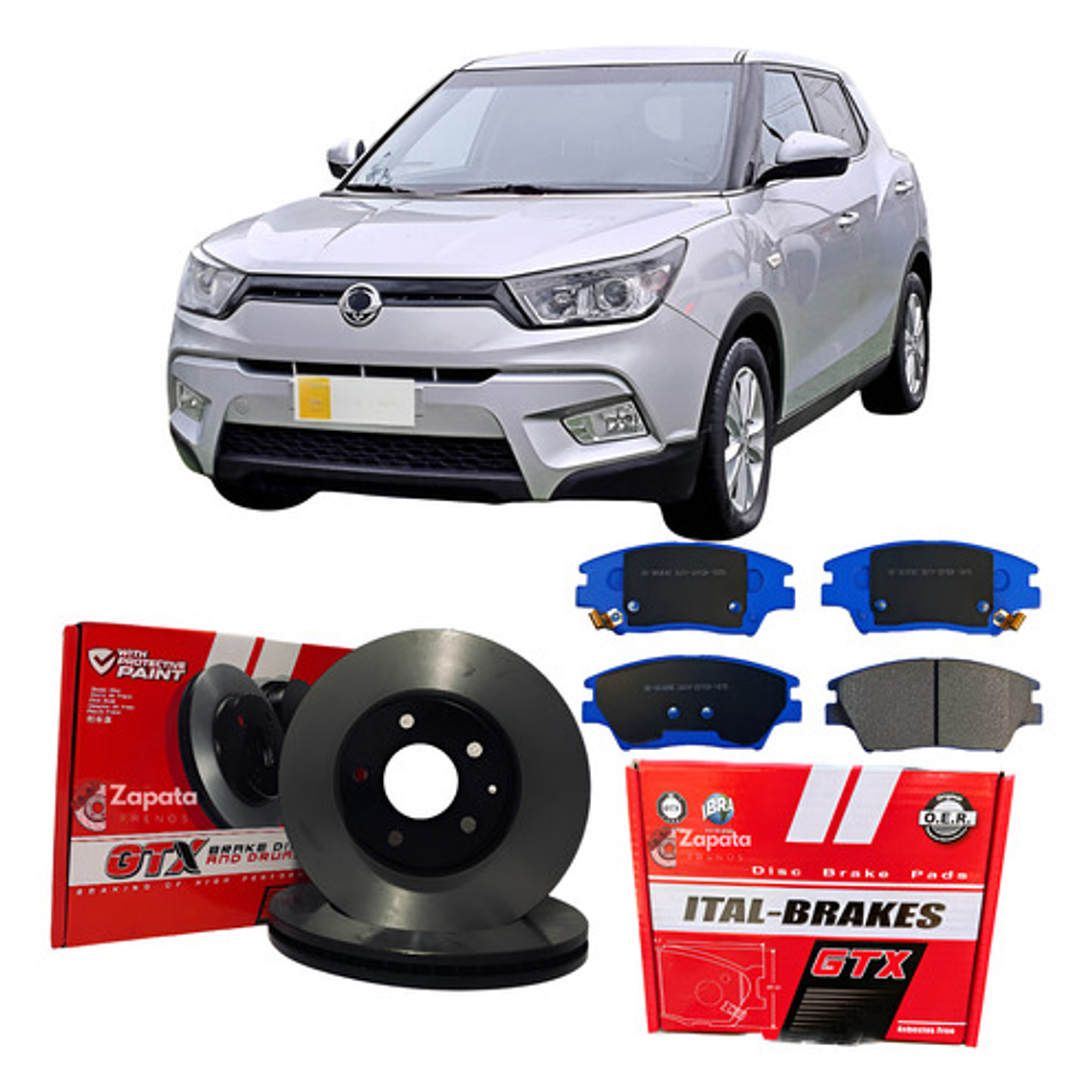 Kit Discos Y Pastillas Freno Del Gtx Ssangyong Tivoli 2016+ 1