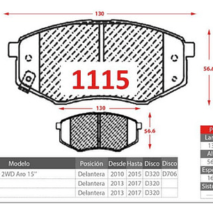 Pastillas Freno Delanteras Gtx Kia Sportage 2010-2015 Diesel