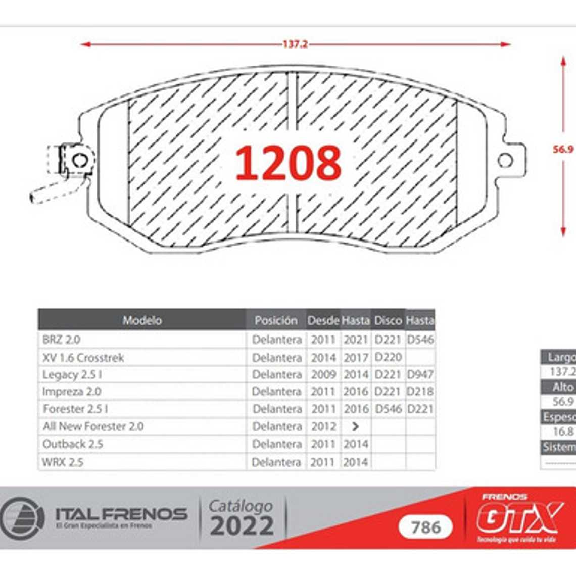 Pastillas De Frenos Del +tras Cerámica - Subaru Xv 2012-2018 3