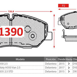 Pastillas Freno Delanteras - Hyundai Solati H350 2017-2022
