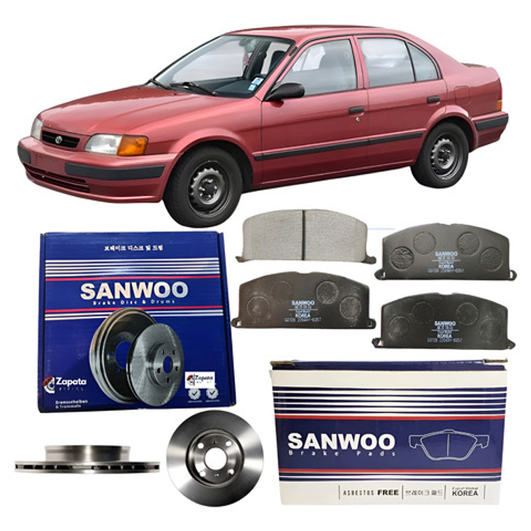 Par Discos + Pastillas Freno Toyota Tercel 1.3 1.5 1990-1999 1