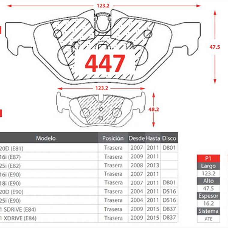 Discos Freno Traseros + Pastillas Para Bmw X1 Año 2009-2015 5