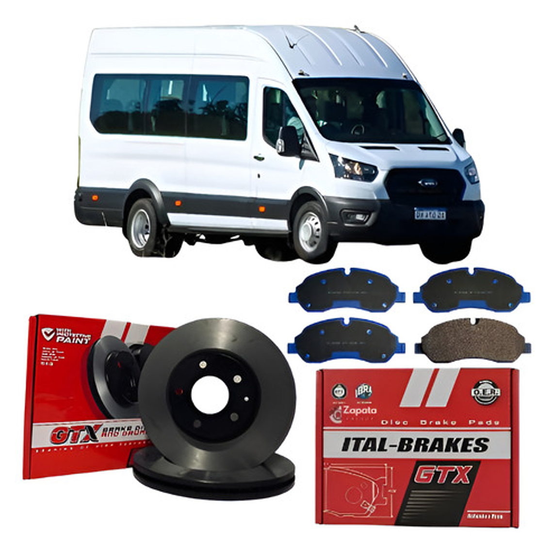 Discos + Pastillas De Freno Delanteros Ford Transit 2013+ 1