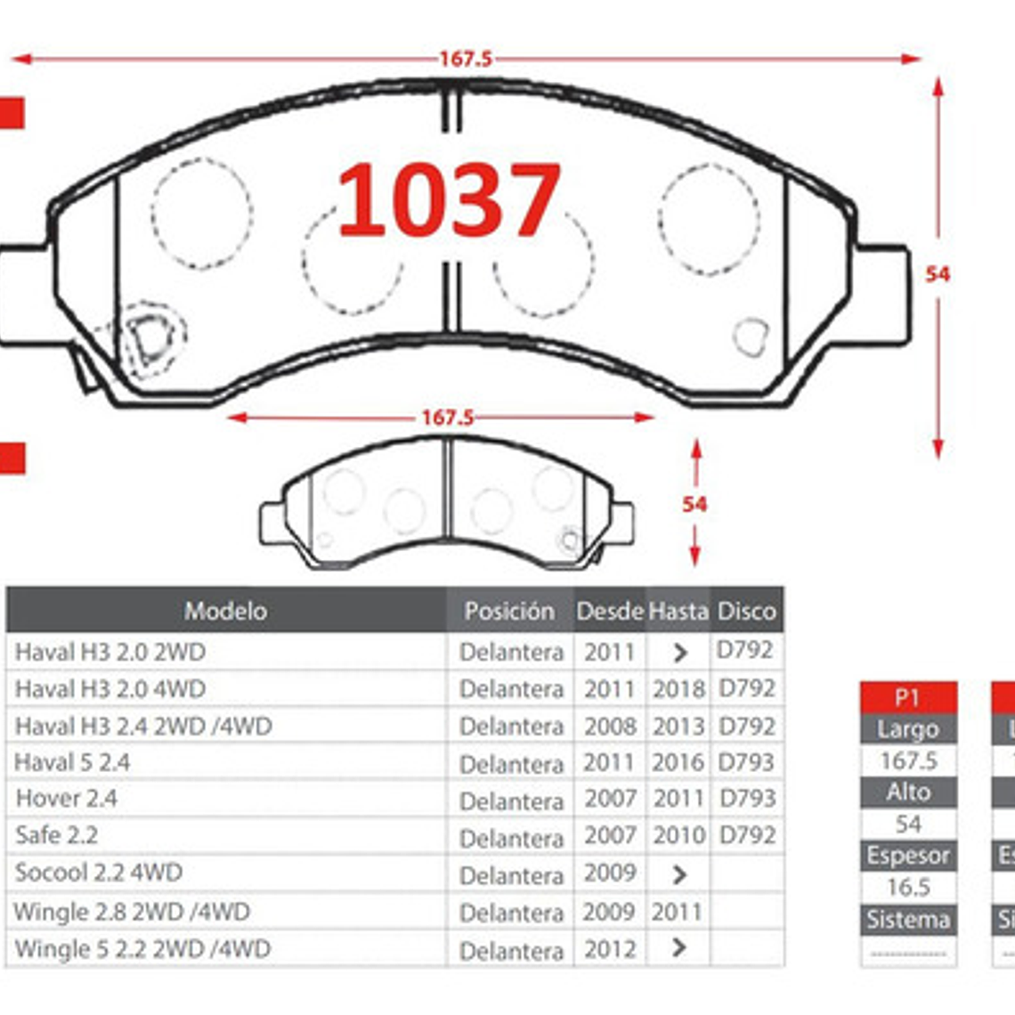 Pastillas Delanteras Gtx - Great Wall Haval H3 2011-2018 2