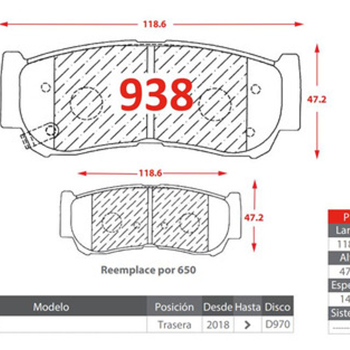 Pastillas Freno Traseras Gtx Para Maxus T60 2.8 2