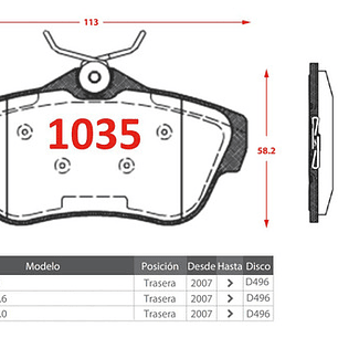 Pastillas Frenos Traseras Gtx - Peugeot Expert 2007-2016