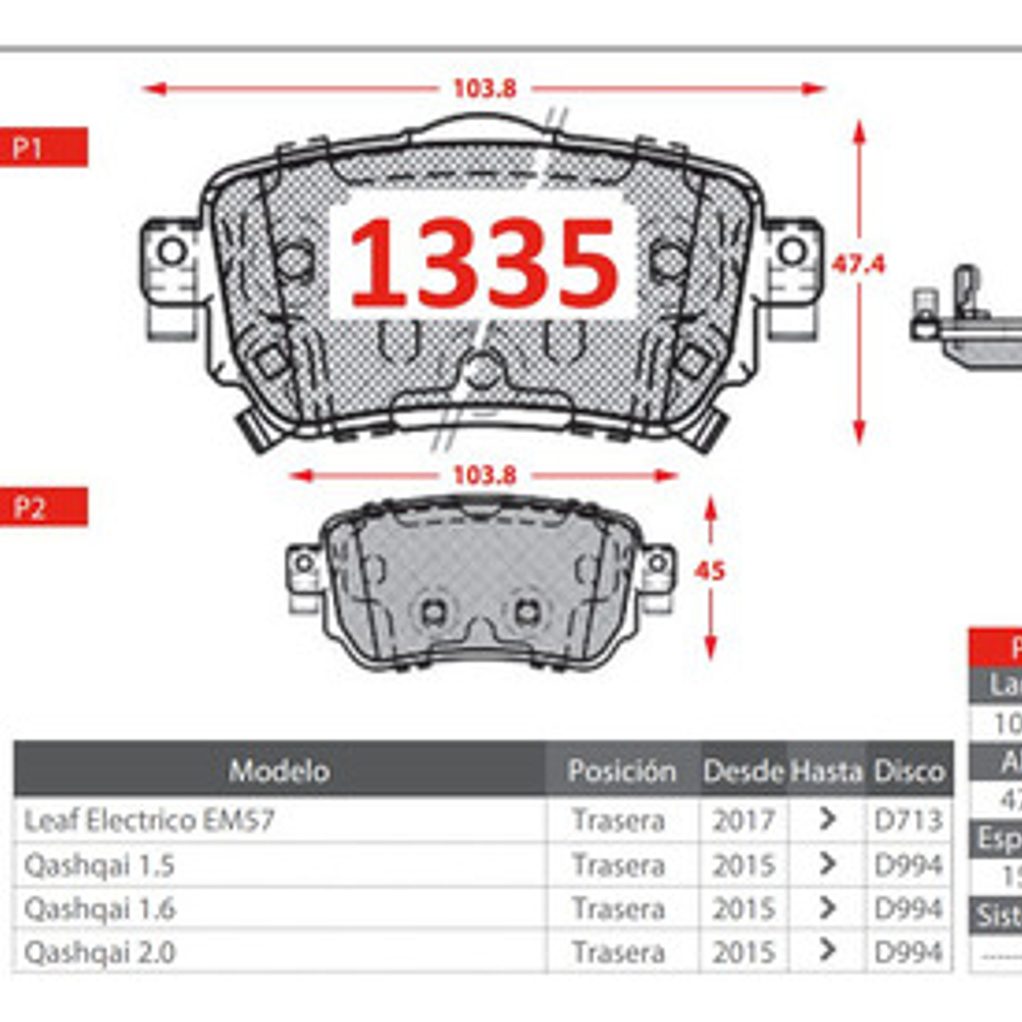 Pastillas Freno Del Y Tras Renault Koleos 2.5 Año 2016+ 4