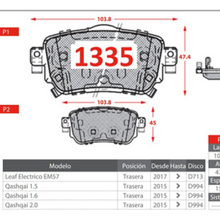 Pastillas Freno Del Y Tras Renault Koleos 2.5 Año 2016+ 4