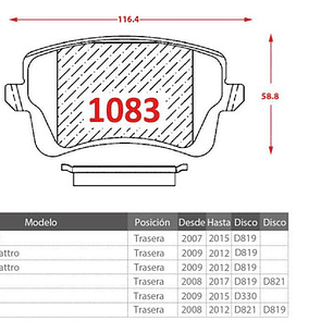 Pastillas Freno Traseras Gtx Cerámica - Audi Q5 2008 - 2016