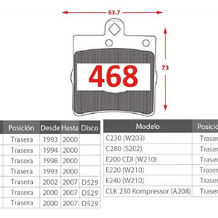 Pastillas Freno Traseras Mercedes Benz C180 C200 2000 2007 3