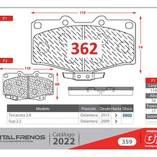 Pastillas Freno Delantera Gtx - Foton Terracota 2013-2017