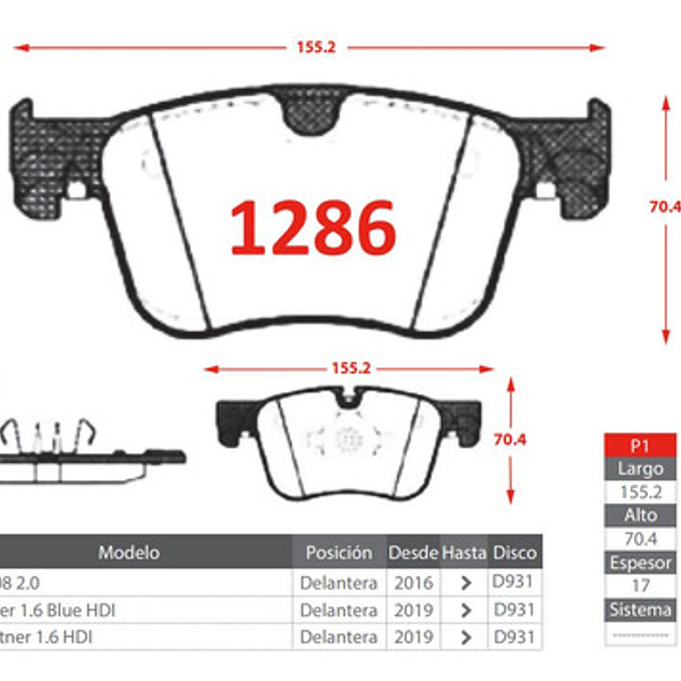Discos Delanteros + Pastillas Citroen C5 Aircross 2018 + 6