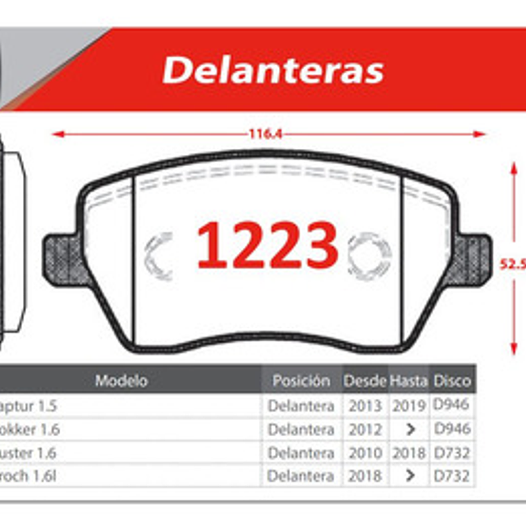 Pastillas Freno Delanteras Nibk - Renault Duster 1.6 2012+ 2