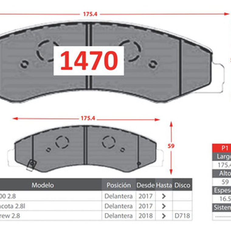 Pastillas Freno Delantera Gtx - Foton Ft-crew 2018 + 2