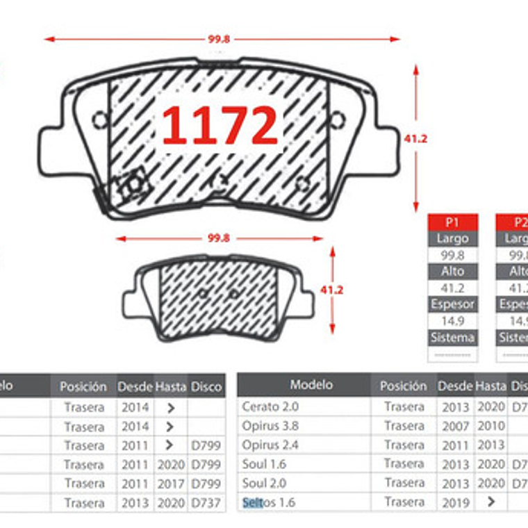 Discos Freno Traseros + Pastillas Hyundai Accent Rb 2010+ 5