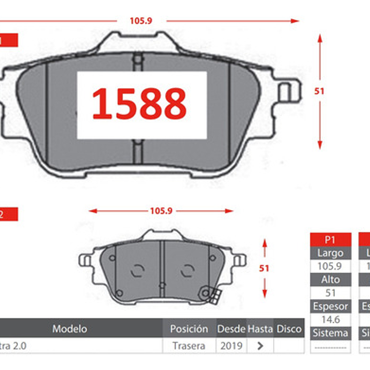 Pastillas De Frenos Traseras Gtx Nissan Sentra 2019+ 2