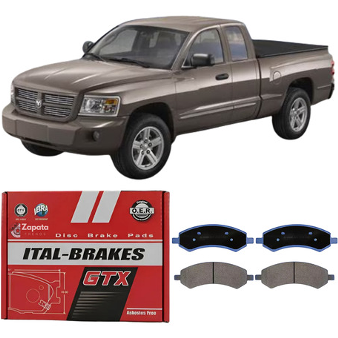 Pastillas Freno Delanteras Gtx Dodge Dakota 2005 - 2012 1
