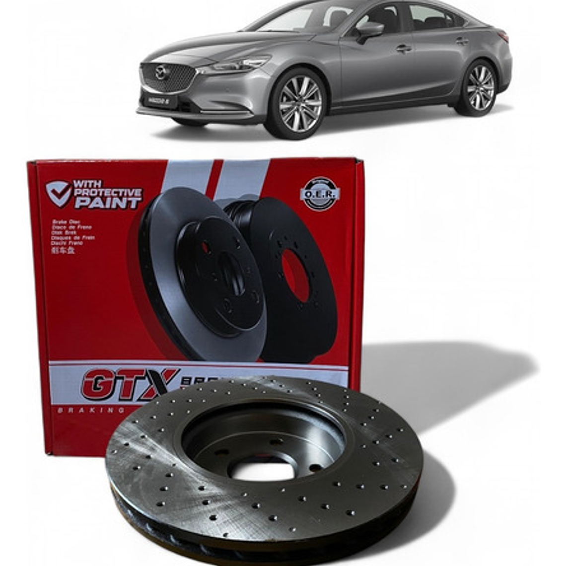 Discos Freno Delanteros Perforados + Pastillas Mazda 6 2014+ 3
