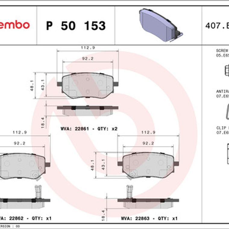 Pastillas De Frenos Traseras Brembo Mercedes X250d 2018-2020 3