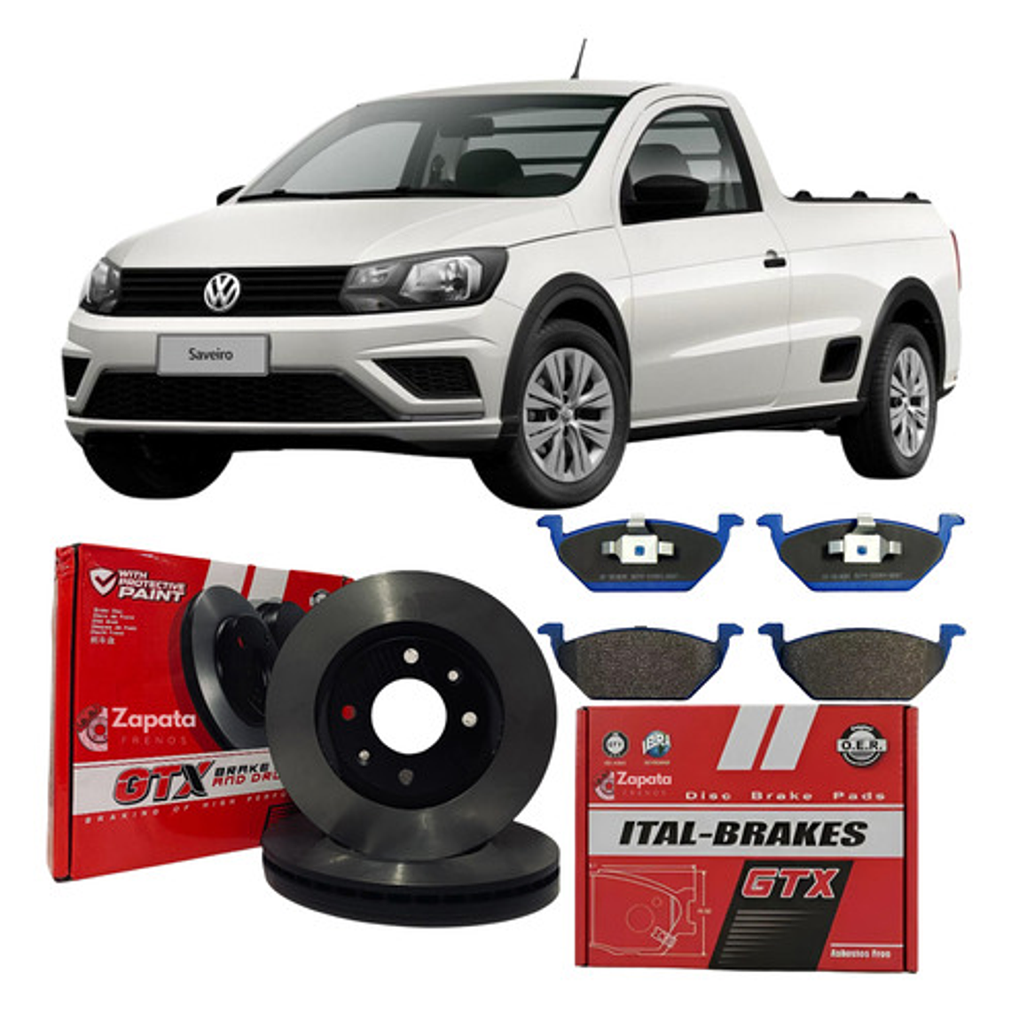 Discos Freno Delanteros + Pastillas Volkswagen Saveiro 2016+ 1