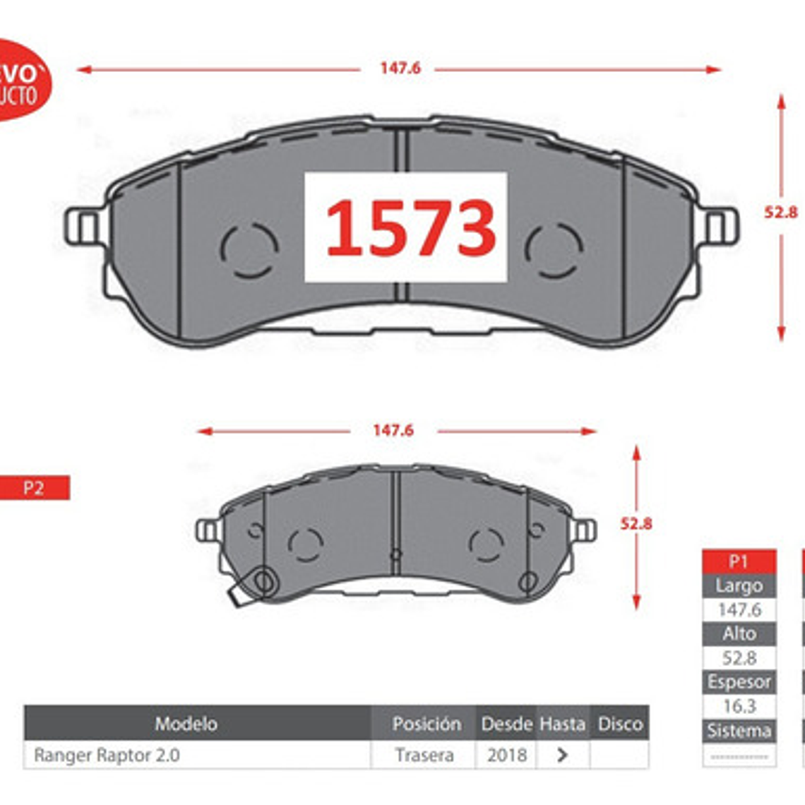 Pastillas De Frenos Traseras Ford Ranger Raptor 2018-2023 3