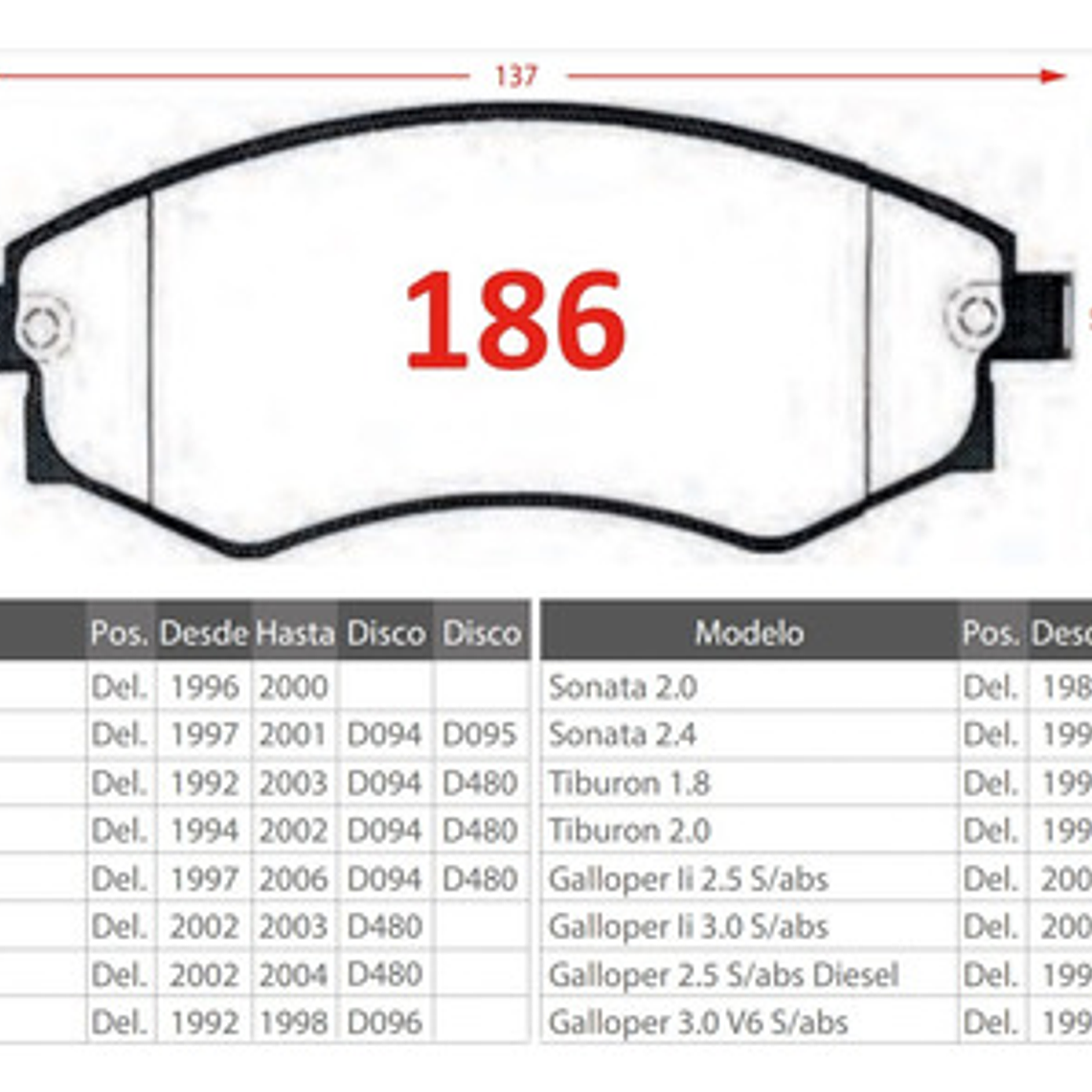 Pastillas De Frenos Delanteras Gtx Hyundai Galloper 1995-04 2
