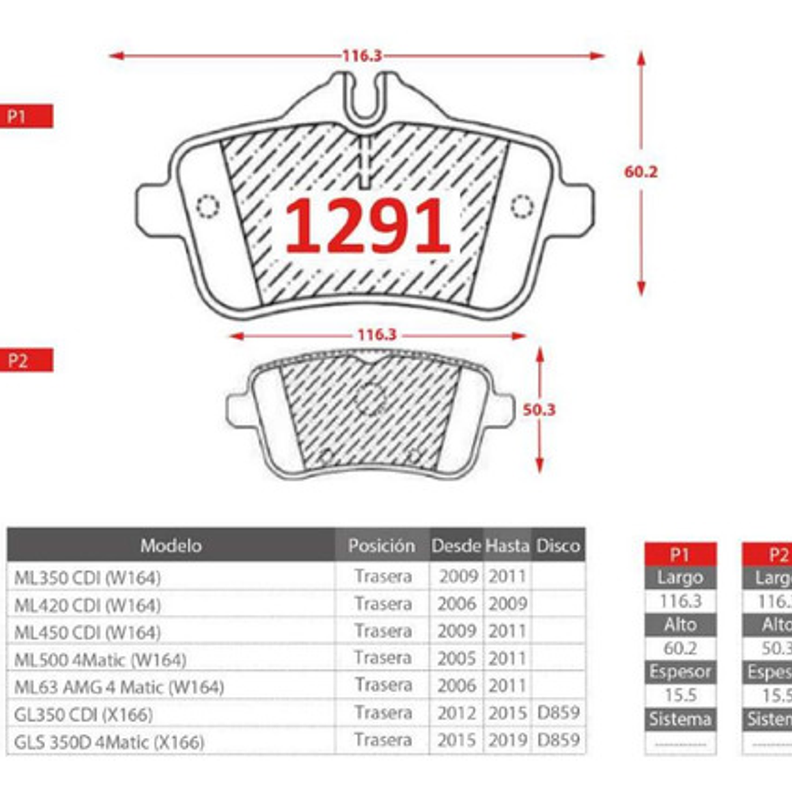 Pastillas Freno Traseras Brembo Mercedes Benz A45 Año 2012+ 4