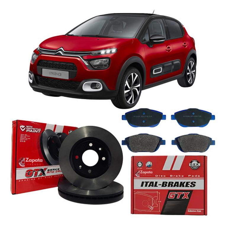 Discos Freno Delanteros + Pastillas Citroen C3 Año 2016 + 1