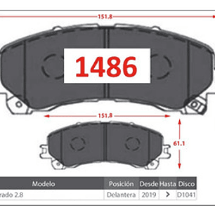 Pastillas Frenos Delanteras Chevrolet Colorado 2.8 2019 +