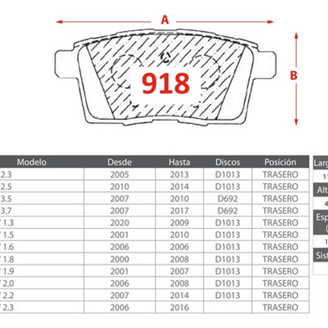 Pastillas Freno Traseras Mazda Cx7 - Cx9 2006+ 3