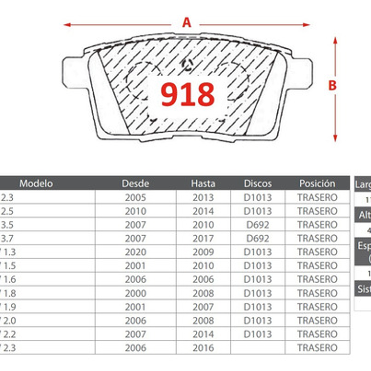 Pastillas Freno Traseras Mazda Cx7 - Cx9 2006+ 3