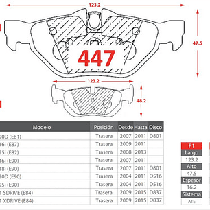 Pastillas De Frenos Traseras Gtx - Bmw 318 2004-2011