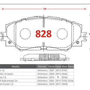 Pastillas De Frenos Delanteras Toyota Corolla 1.6 2008-2012