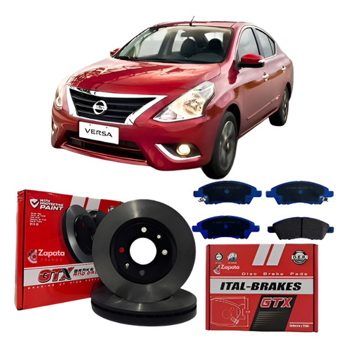 Discos Freno Delanteros + Pastillas Nissan Versa 2012-2018 1