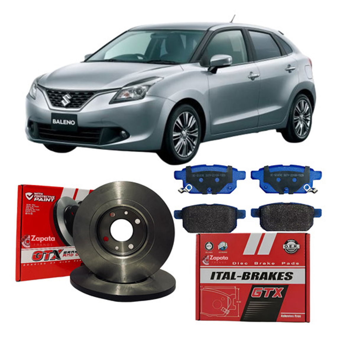 Discos Freno Traseros + Pastillas - Suzuki Baleno Año 2016 + 1