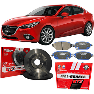 Discos Freno Traseros + Pastillas Gtx - Mazda 3 2014 A 2019