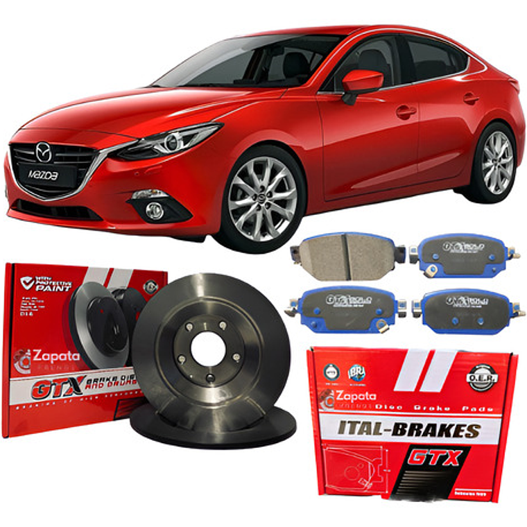 Discos Freno Traseros + Pastillas Gtx - Mazda 3 2014 A 2019 1