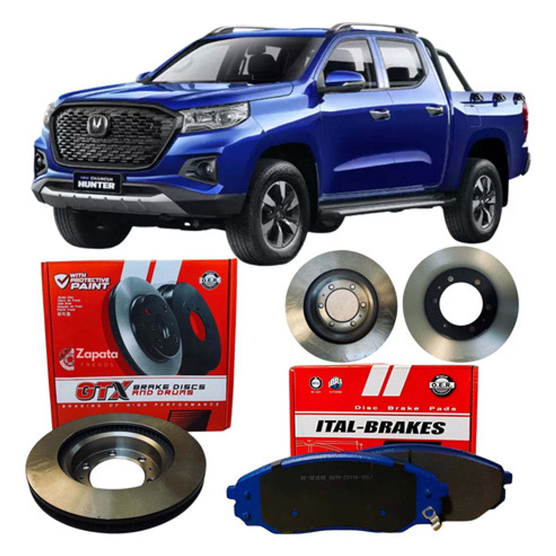Discos Freno Delanteros + Pastillas Gtx Para Changan Hunter 1