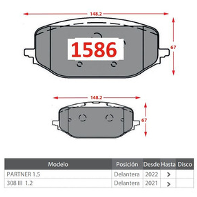 Pastillas Freno Delanteras Cerámica Peugeot Partner 2021 + 4