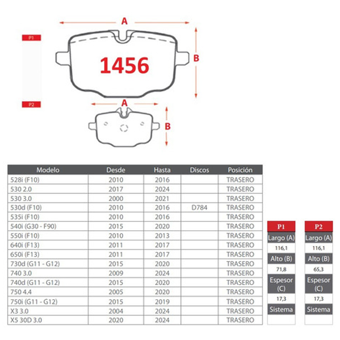 Pastilla Freno Brembo Trasera Para Bmw X6 40d 2020 2023 6
